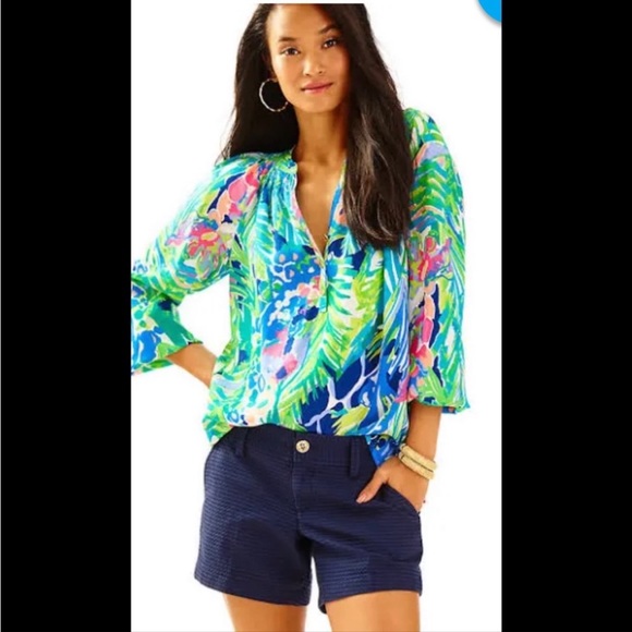 Lilly Pulitzer 5” inseam Jacquard Callahan Shorts True Navy NEW - Picture 4 of 8